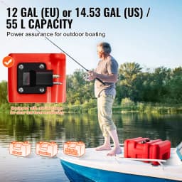 SucceBuy 12Gal Marine Fuel Tank Portable Boat Fuel Gas Tank with Hose Easy to Carry for Yacht Outboard Engine Fishing Boats