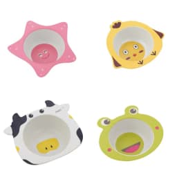 Baby Natural Bamboo Fiber Tableware Bowl Baby Feeding Plate Children Cute Cartoon Bowl Set