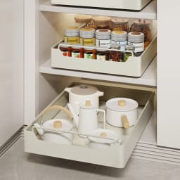 Kitchen Storage Rack with Slide Rails Pull-Out Kitchen Drawer Type Storage Tray Spice Box Storage Rack Cabinets Organizer