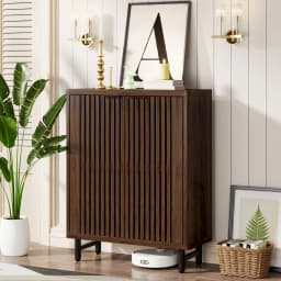Tribesigns 6-Tier Shoe Cabinet with Louvered Doors, Large Wooden Shoe Storage Cabinet with Adjustable Shelves