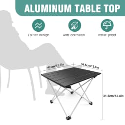 BRIEFNESS Folding Camping Table Portable Picnic Table Outdoor Table Garden Table Ultralight Small Folding Table Black