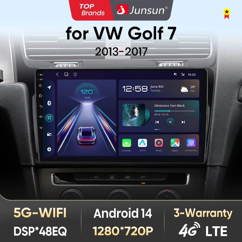 Junsun Android Radio Autoradio For VW Golf 7 2013 2014 2015-2017 Car Stereo for Apple Carplay Multimedia GPS FM RDS WiFi Germany