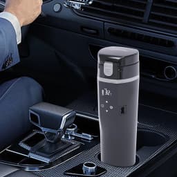 Electric Car Kettle Heater Digital Display Car Heating Cup with Anti-Game Lid Touch Control 304 Stainless Steel Liner for Car