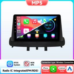 9" Hizpo 2Din CarPlay Android Auto Car Radio for Renault Megane 3 2008 - 2014 Snapdragon 6115 Headunit RDS DSP GPS Navigation