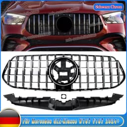 SAIQINGSP GTR Style Front Grille Chrome+Black For Mercedes-Benz W167 GLE350 GLE450 GLE580 GLE53AMG 2024 Car Accessories Tools