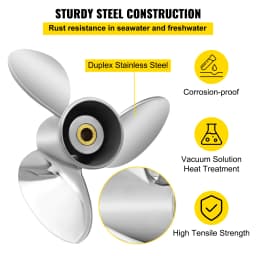 SucceBuy Outboard Propeller 3-Blade 14.5"x21" Boat Replace for OEM 3860709 Right-handed Steel Propeller Steel & 19 Spline Teeth