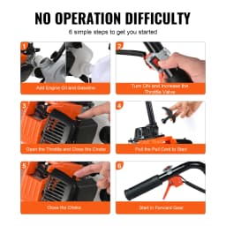 SucceBuy Tiller Cultivator Gas Powered 38CC Garden 4 Steel Adjustable Front Tines For Lawn Garden and Field Soil Cultivation