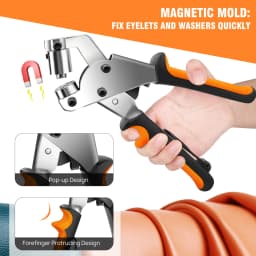 3/8 Inch Grommet Tool Kit Manual Handheld Hole Punch Fasten Pliers Grommet Press Kits With 3/8" (10mm) 500Pcs Eyelets For Fabric