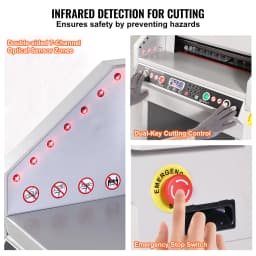 SucceBuy Metal Electric Paper Cutter with Smart LCD Panel and Infrared Light Positioning Ideal for Cutting Label Office Laboratory