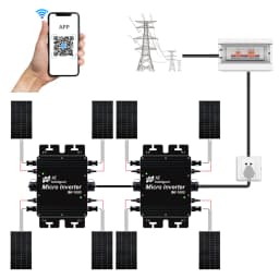 1600W Grid Tie Inverter with Smart WiFi Function DC 22-50V AC 230V Solar PV Grid Tie Micro Inverter Max Connect 4X400W Solar PV