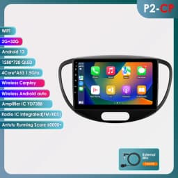 Hizpo 9" 4G Car Radio For Hyundai Grand i10 2007 - 2013 Multimedia GPS 2din Stereo Touch Sreen Wireless CarPlay Android Auto