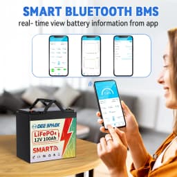 DEEPSPAEK 12V 100AH LiFePO4 Battery Pack With Bluetooth BMS 100A For Solar Boat RV Camping Solar Trolling Motor Bluetooth Batter