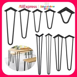 4/8/10/12/14/16/28/34IN 4 X Hairpin Table Hair Pin Legs Set with FREE Feet Protector & Screws for Furniture Bench Desk