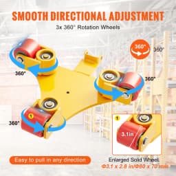 SucceBuy Machinery Skate Dolly Industrial Heavy Duty Mover with Handle 360° Swivel Wheels Non-Slip Cap for Warehouse Workshop