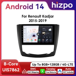 9" Hizpo 2Din Android14 Car Radio for Renault Kadjar 2015 - 2019 DSP RDS GPS Navigation Auto 4G BT CarPlay UIS7862 Multimedia