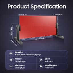 Table Tennis Rebound Board Rebounder with 8 Red Rubber Pingpong Return Board Self Training Equipment 360° Adjustable 66.5*33.5cm