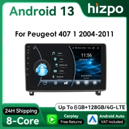 Hizpo 2Din Android13 Car Radio for Peugeot 407 CC SW 2004 - 2011 Wireless Android Auto CarPlay GPS RDS DSP 4G BT SWC UI8581