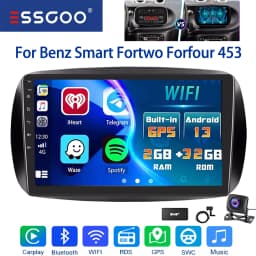 Essgoo 9inch 2 DIN For Mercedes Benz Smart Forfour Fortwo 453 Car Radio Android13 GPS Navi FM Wireless Carplay Multimdia Player
