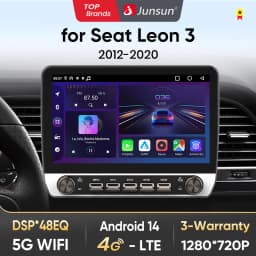 Junsun 10" Button Car Radio for Seat Leon 3 2012-2020 GPS Multimedia Stereo BT FM RDS Wireless CarPlay for Apple Android Auto 4G