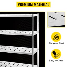 SucceBuy 4/5 Tier Storage Shelf Storage Shelving Unit Stainless Steel Garage Shelf with Adjustable Height and Vent Holes