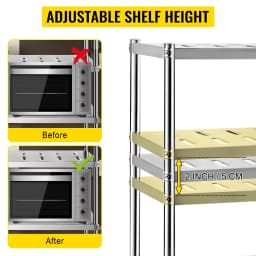 SucceBuy 4/5 Tier Storage Shelf Storage Shelving Unit Stainless Steel Garage Shelf with Adjustable Height and Vent Holes