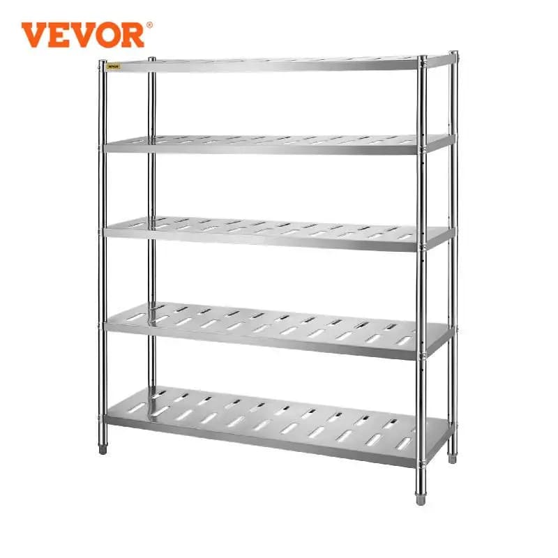 SucceBuy 4/5 Tier Storage Shelf Storage Shelving Unit Stainless Steel Garage Shelf with Adjustable Height and Vent Holes