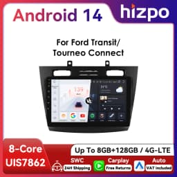 10.1" Hizpo 2Din CarPlay Android Auto Car Radio for Ford Transit Connect Tourneo Connect 2005 - 2014 BT 4G SWC RDS DSP GPS Navi