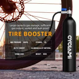 CYCLAMI 1.2L Aluminum Alloy MTB Road Inflator Tyre Air bottle Tire Booster With Valve Gas Cylinder For Bike Tubeless 29" Tire