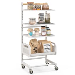 4-level Roller Carts, serving trolley with Adjustable Shelves, Kitchen Trolley with Roller & Handle, kitchen storage Trolley