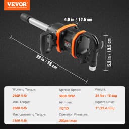 SucceBuy 1Inch Air Impact Wrench Impact Gun Up to 3160ft-lbs Reverse Torque Output for Repairs of Heavy Duty Truck Tractor Tire