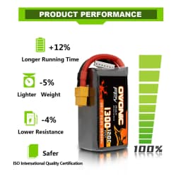 OVONIC 6s Lipo Battery 1300 mAh 22.2 V 120C with XT60 Connector for RC FPV Helicopter Aeroplane Quadcopter Hobby Racing