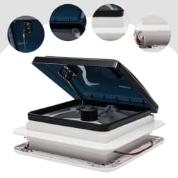 Caravan Roof Vent Fan 12V RV Ventilation Exhaust Fan W/LED Light Low Noise IP68 Waterproof Camper Ventilation Skylight 28*28cm