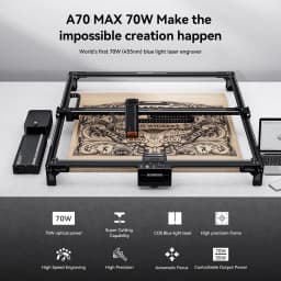 ATOMSTACK A70 MAX Laser Engraver 77W COS Blue Light Laser Power with F60 Air Assist Set 24000mm/min Engraving Speed 0.01mm Prec