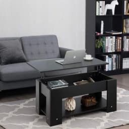 Coffee table height adjustable coffee table with lifting plate & storage compartment side table Wood living room table Sofa table tea table
