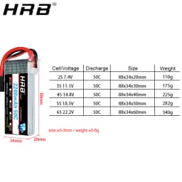 HRB Lipo 4S 6S Battery 14.8V 22.2V 2200mah 50C For RC Car UAV Drone RC Truck RC Truggy RC Airplane