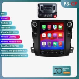 OSSURET 9.7'' Android 13 Car Radio for Mitsubishi Outlander XI 2 2008-2011 Multimedia Stereo Vertical Screen Carplay 360°Camera