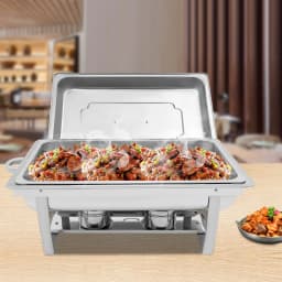 Stainless Steel Food Warmer, 9L Chafing Dish Warming Container Food Warmer Heat Container Hotel Buffet Warmer with Folding Frame
