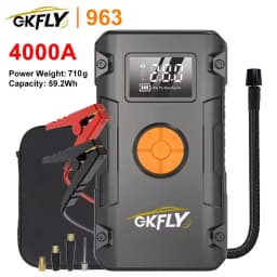 GKFLY Car Jump Starter 59.2Wh Battery Power Bank 4000A Jumpstarter Auto Buster 150PSI Air Compressor Car Tire Inflator