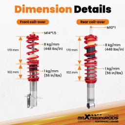 Racing Coilover Coilovers Suspension Strut for VW Golf MK1 Scirocco MK2 82-89 Coilovers Shock Absorber Height Adjustable