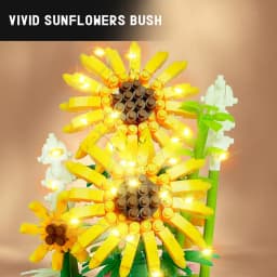 HOGOKIDS Flower Bouquet Building Kit with LED-Bonsai Tree Sets with Botanical Birthday Valentines Gift for Adult(Sunflowers)