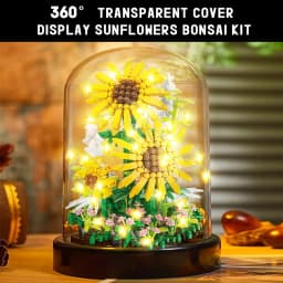HOGOKIDS Flower Bouquet Building Kit with LED-Bonsai Tree Sets with Botanical Birthday Valentines Gift for Adult(Sunflowers)