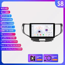 OSSURET 2Din Android13 Car Radio For Honda Accord 8 2008-2012 Car Multimedia GPS Carplay Intelligent Screen autoradio 360Camera