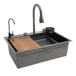 75cm/68cm Household Washing Sink Set Kitchen Bowl Sink 3 Water Output Modes Pull-out Faucet For Cleaning Food