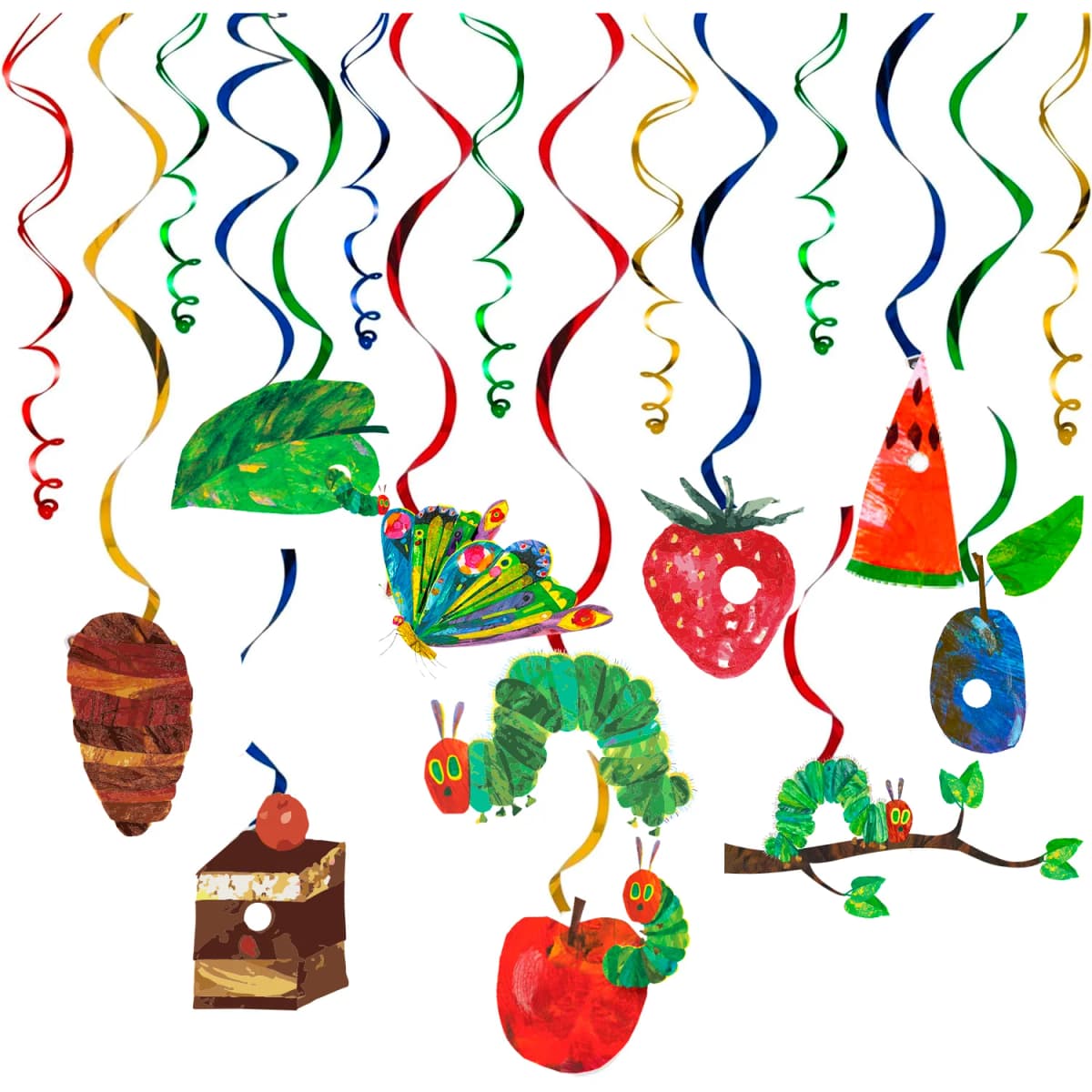 The Very Hungry Caterpillar Hanging Swirl, 20pcs Hungry Caterpillar Birthday Hanging Swirl, Caterpillar Butterfly Theme Hanging