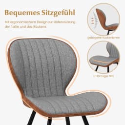 Set of 2 dining chairs, padded accent chairs with curved back & adjustable footpads, modern leisure chair with