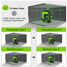 Clubiona 16 lines professional Super powerful Green Beams Laser Level With 2pcs batteries and receiver