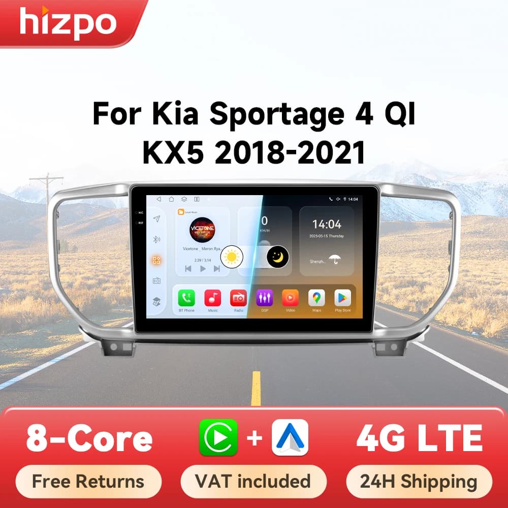 Hizpo 9inch AI Voice Car Radio For Kia Sportage 4 QI KX5 2018 - 2021 Carplay 2din GPS Navi Stereo Android Auto Multimedia Player