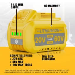 Replacement Battery For Dewalt 20V / 60V Lithium-ion Battery 21700 Rechargeable Battery For Dewalt DCD805 Impact Driver Tools