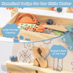 Robotime Robud Kids Tool Bench Set Large Wooden Work Bench Construction Toys Workshop Kid Toys Tool Set for Boys Girls 3 +