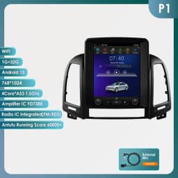 9.7inch 2DIN Android 13 Car Radio for Hyundai Santa Fe II CM 2006-2012 Multimedia Stereo VerticalScreen Carplay Panoramic Camera